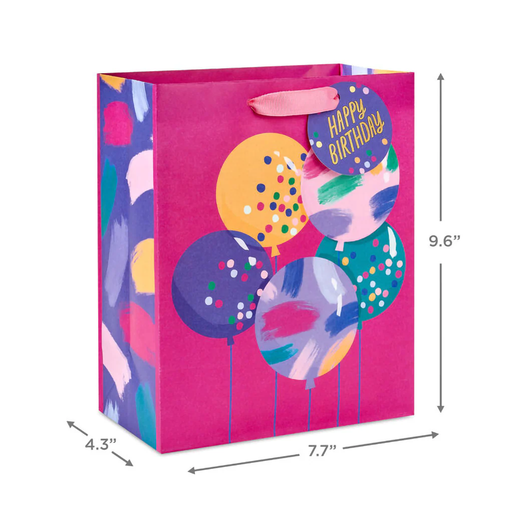 Hallmark : 9.6" Bright Balloons on Fuchsia Medium Birthday Gift Bag - Image 3