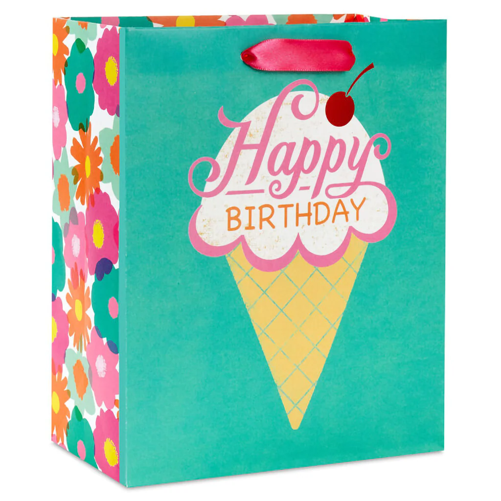 Hallmark : 9.6" Ice Cream Cone Medium Birthday Gift Bag