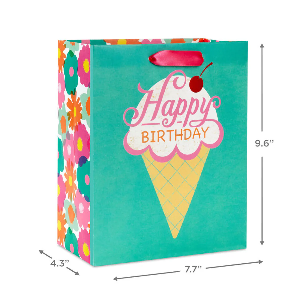 Hallmark : 9.6" Ice Cream Cone Medium Birthday Gift Bag - Image 3