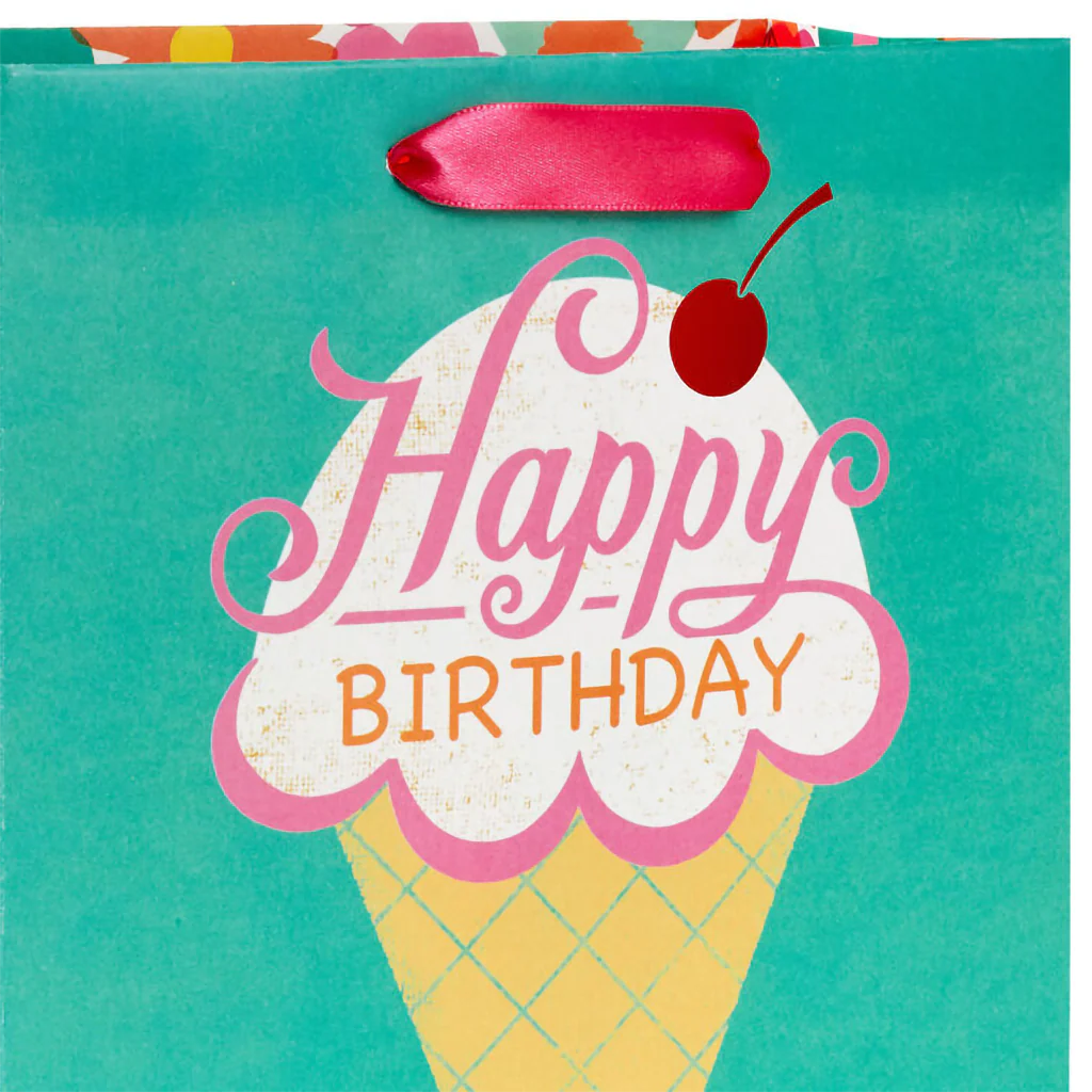 Hallmark : 9.6" Ice Cream Cone Medium Birthday Gift Bag - Image 4