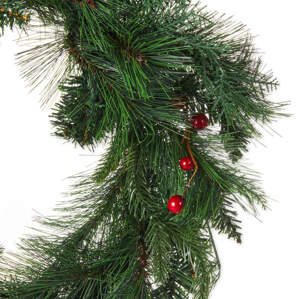 Hallmark : Holly Berry and Pine Faux Floral Wreath, 19" - Image 2