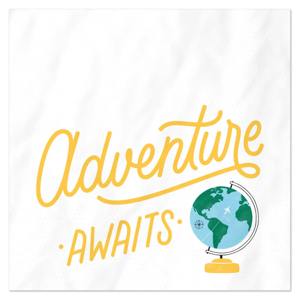 Hallmark : Adventure Awaits Globe Graduation Cocktail Napkins, Pack of 20