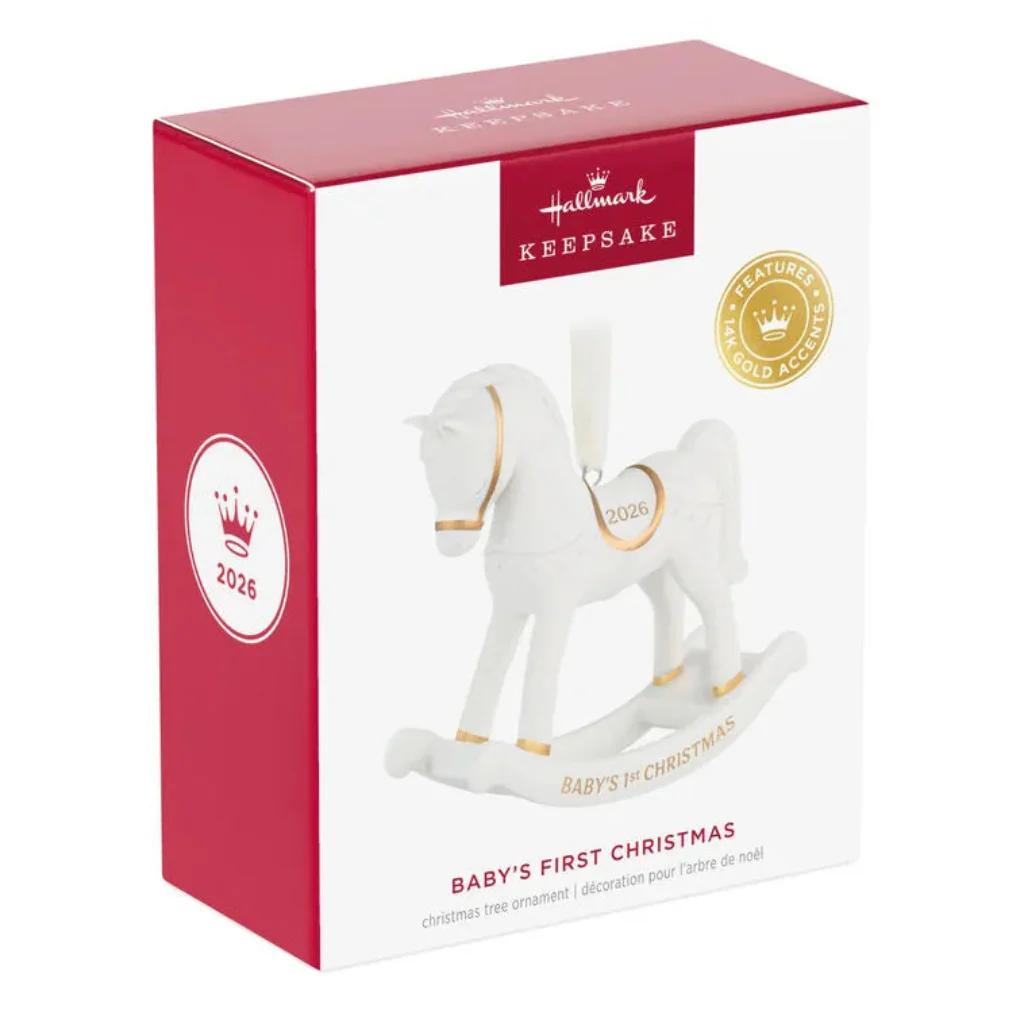 Hallmark : 2026 Keepsake  Baby's First Christmas Rocking Horse Porcelain Ornament (31) - Image 4