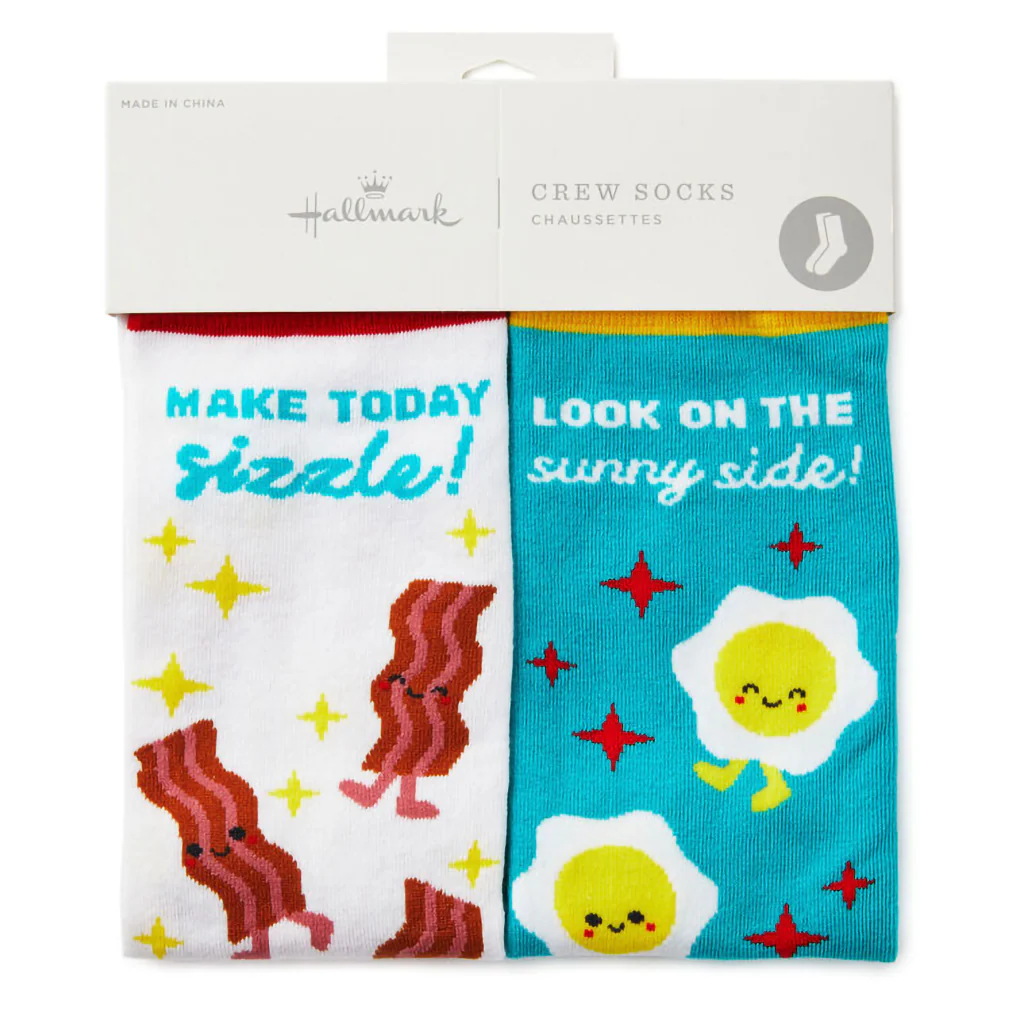 Hallmark : Bacon and Eggs Better Together Funny Crew Socks - Image 2