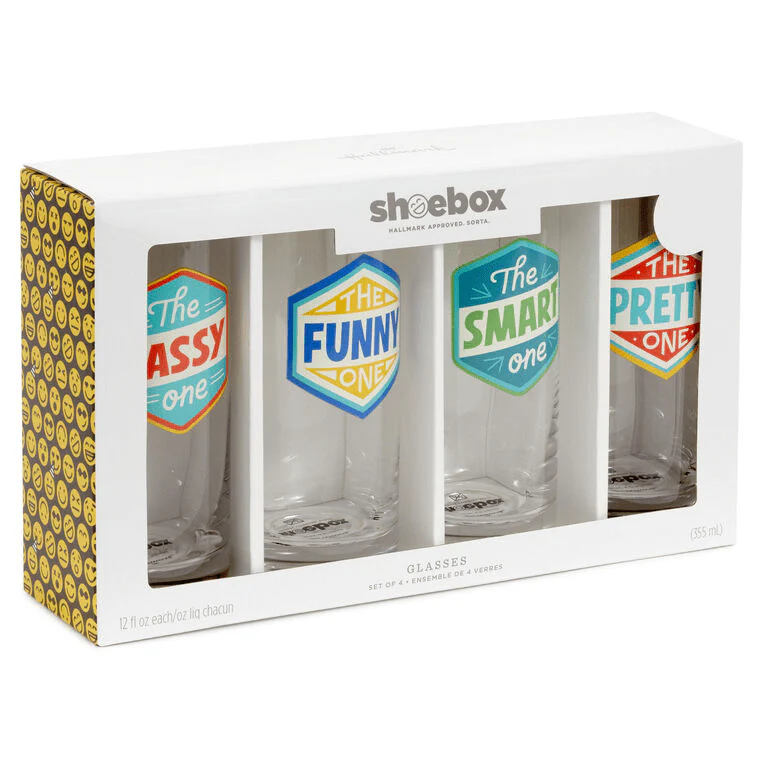 Hallmark : Badges of Honor Funny Drinking Glasses, Set of 4 - Image 3
