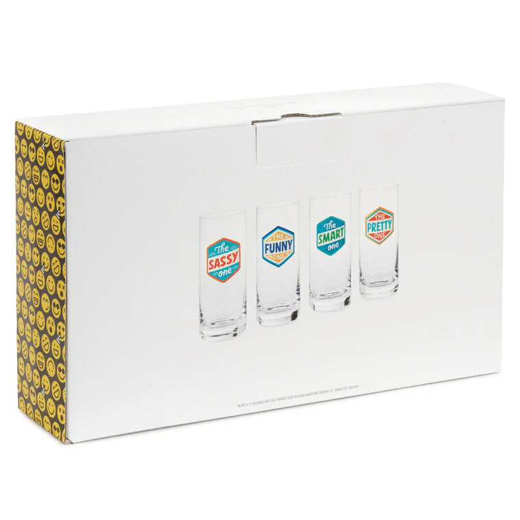 Hallmark : Badges of Honor Funny Drinking Glasses, Set of 4 - Image 4
