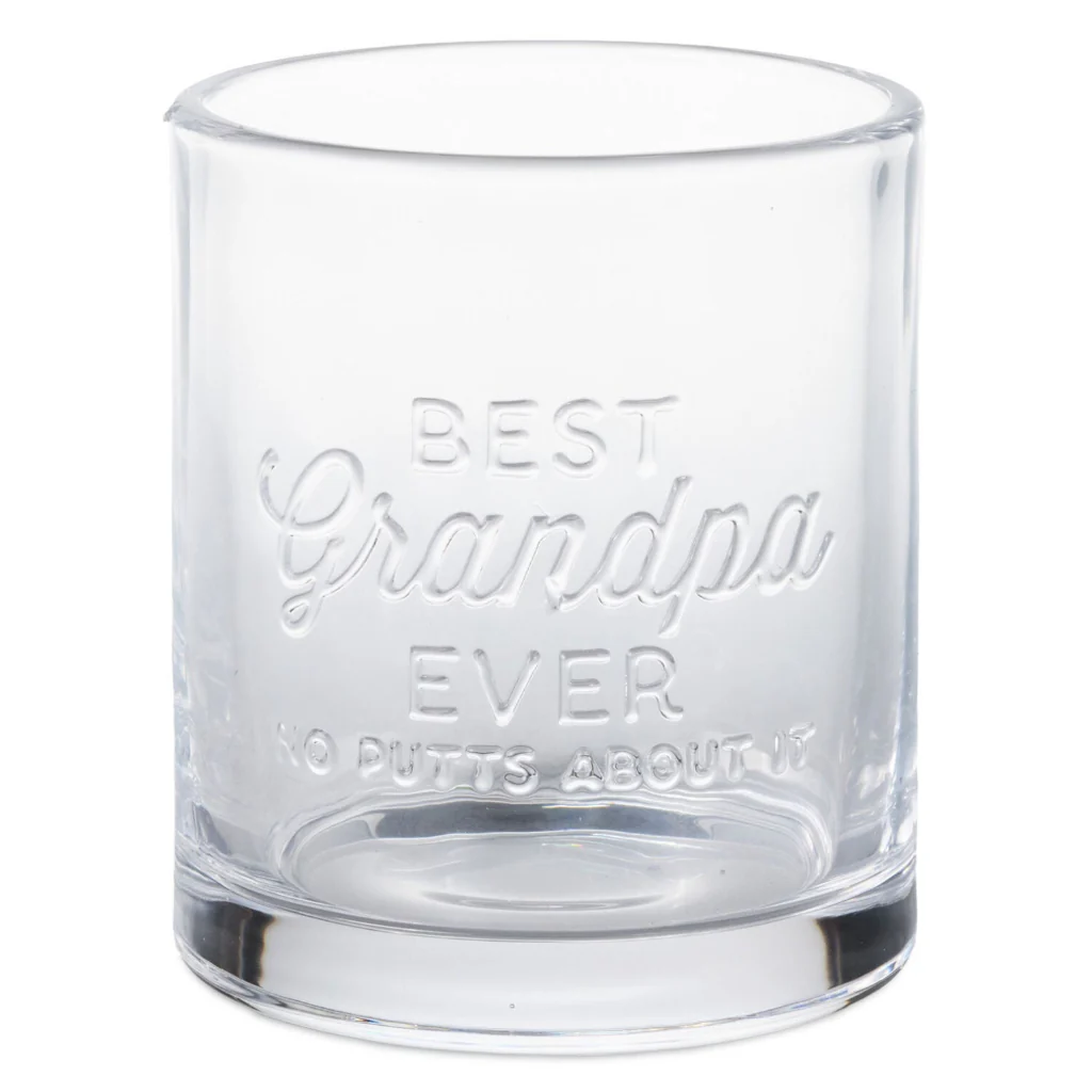 Hallmark : Best Grandpa Ever Lowball Glass With Golf Club Stirrer and Turf Coaster, 8.5 oz. - Image 4