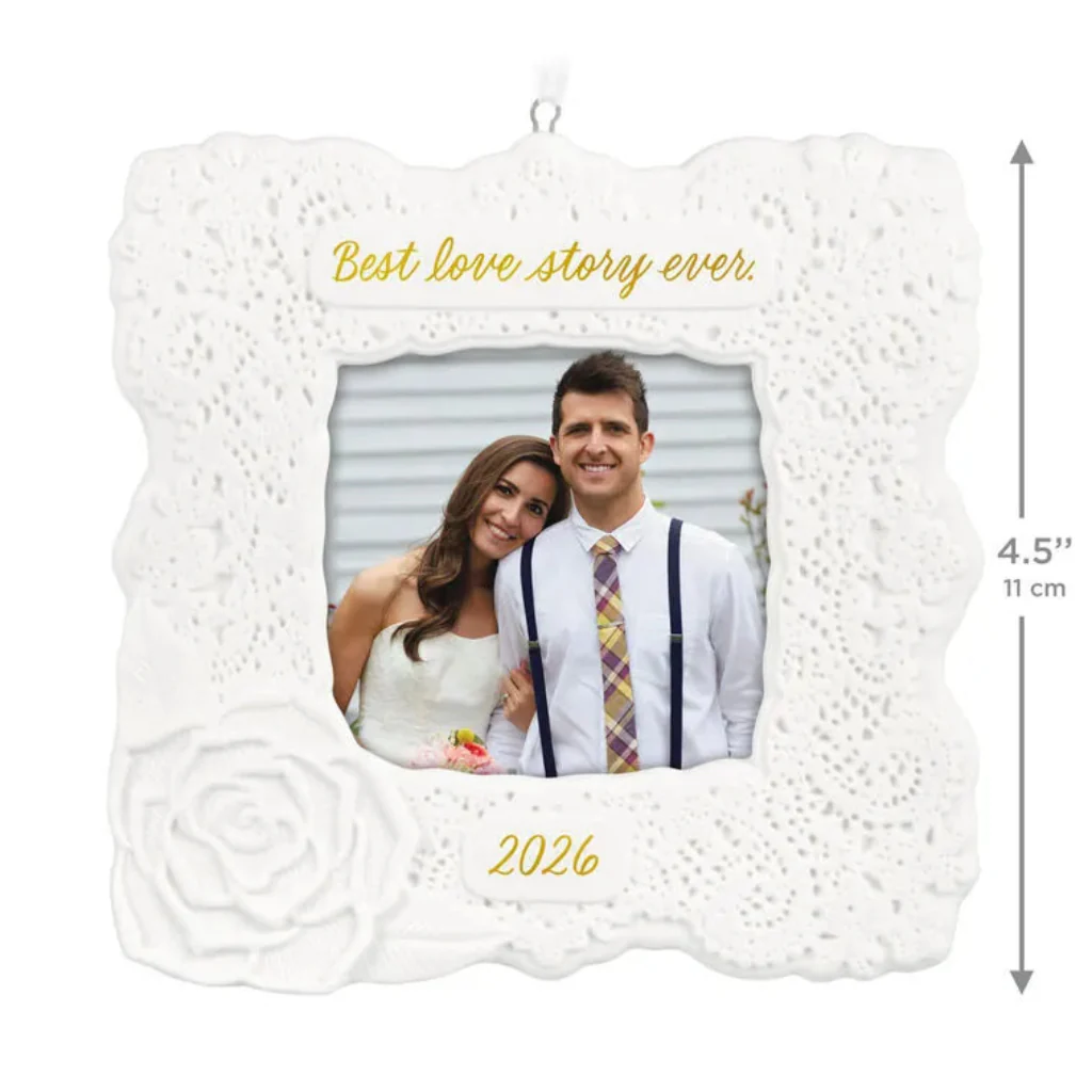 Hallmark : 2026 Keepsake Best Love Story Ever Photo Frame Porcelain Ornament (46) - Image 3