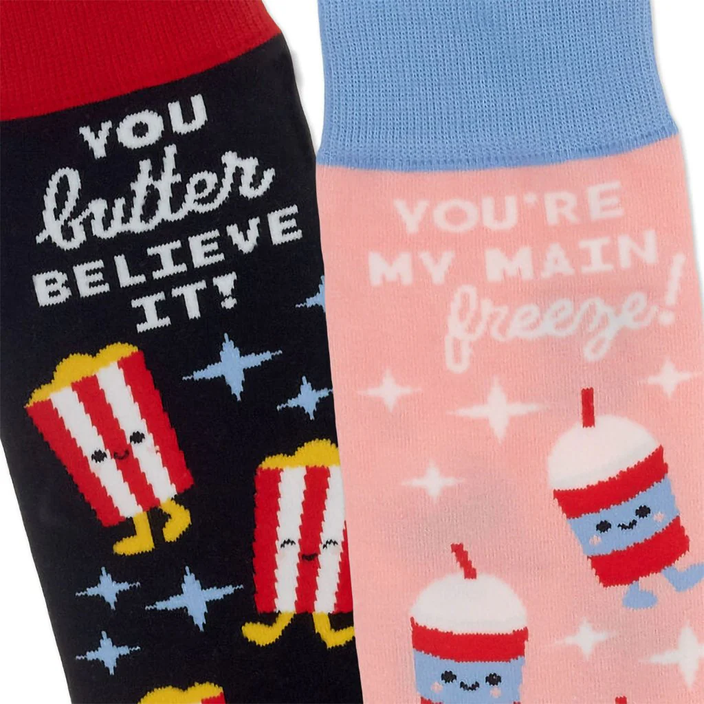 Hallmark : Better Together Popcorn and Slushie Funny Crew Socks - Image 4