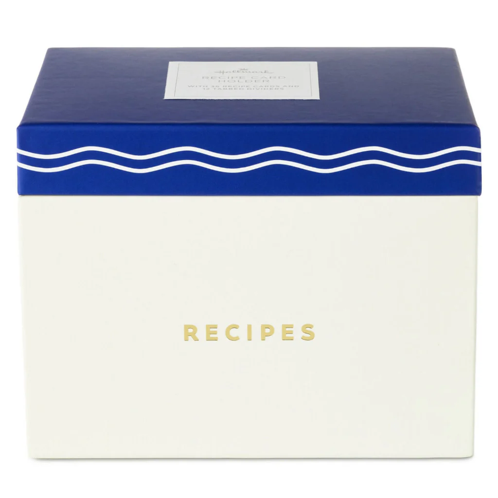 Hallmark : Blue and White Recipe Organizer Box With Recipe Cards - Image 4