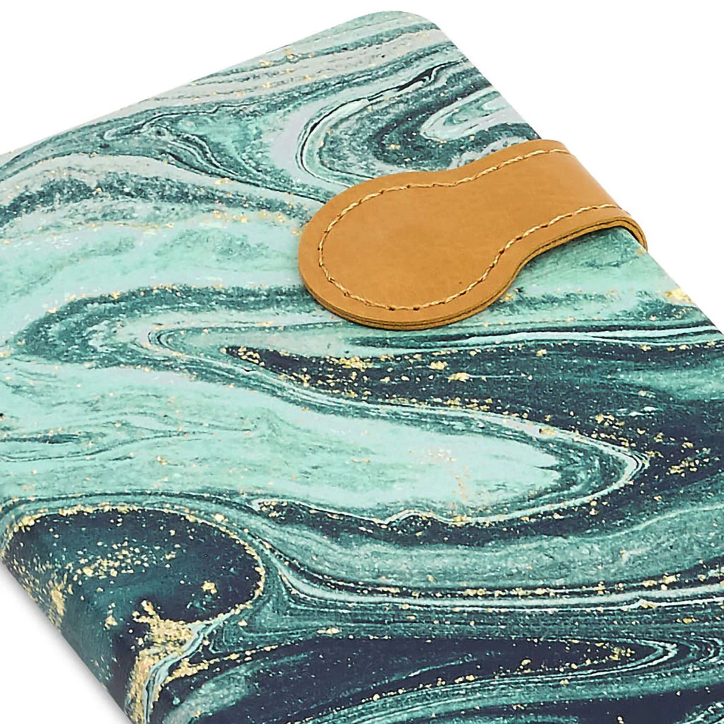Hallmark : Blue, Green and Gold Marbled Hardcover Slim Journal - Image 3