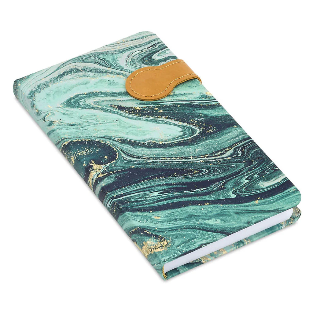 Hallmark : Blue, Green and Gold Marbled Hardcover Slim Journal - Image 5