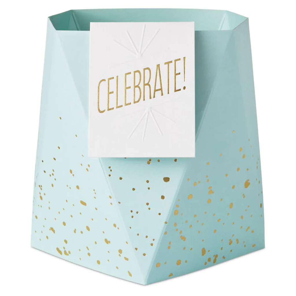 Hallmark : Build-a-Bouquet Gold Polka Dots Pop-Up Paper Vase With Mini Card - Image 4