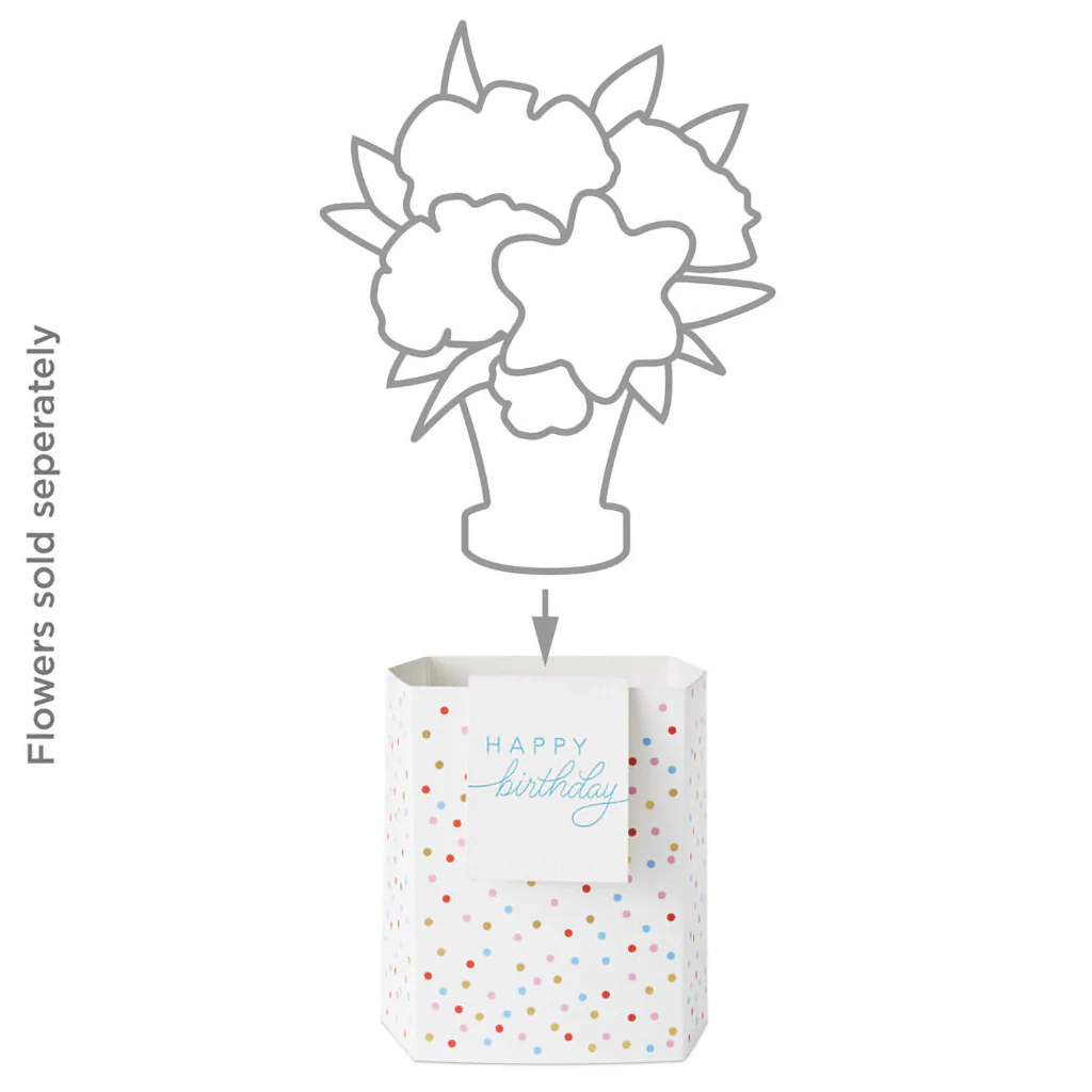 Hallmark : Build-a-Bouquet Gold Polka Dots Pop-Up Paper Vase With Mini Card - Image 8