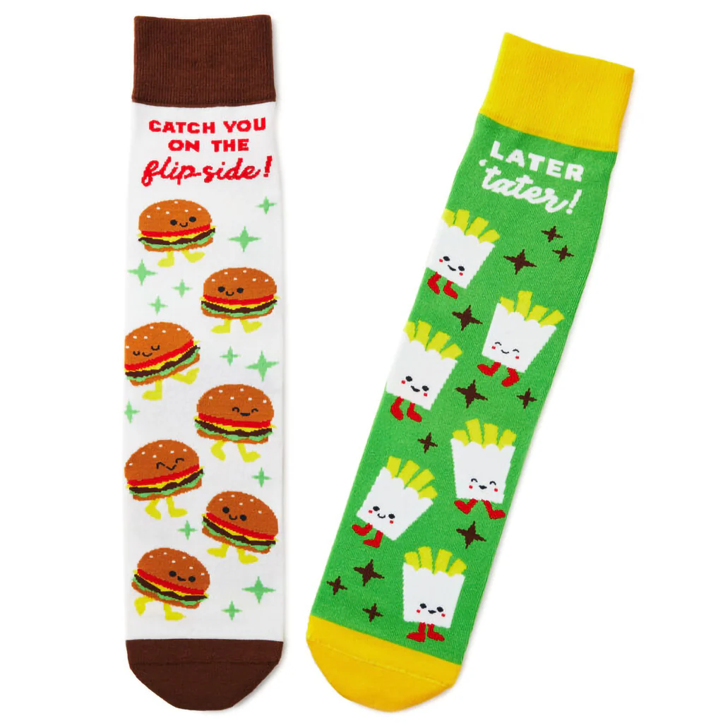 Hallmark : Burger and Fries Better Together Funny Crew Socks