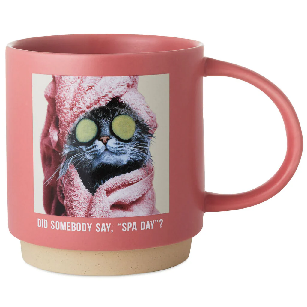 Hallmark : Cat Spa Day Funny Mug, 16 oz.