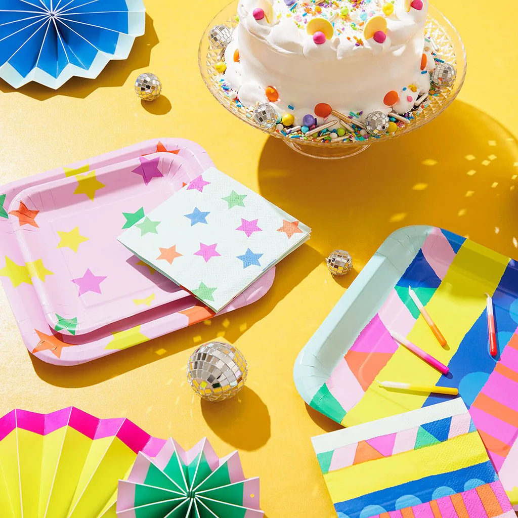 Hallmark : Colorful Stars on Mint Cocktail Napkins, Set of 16 - Image 2
