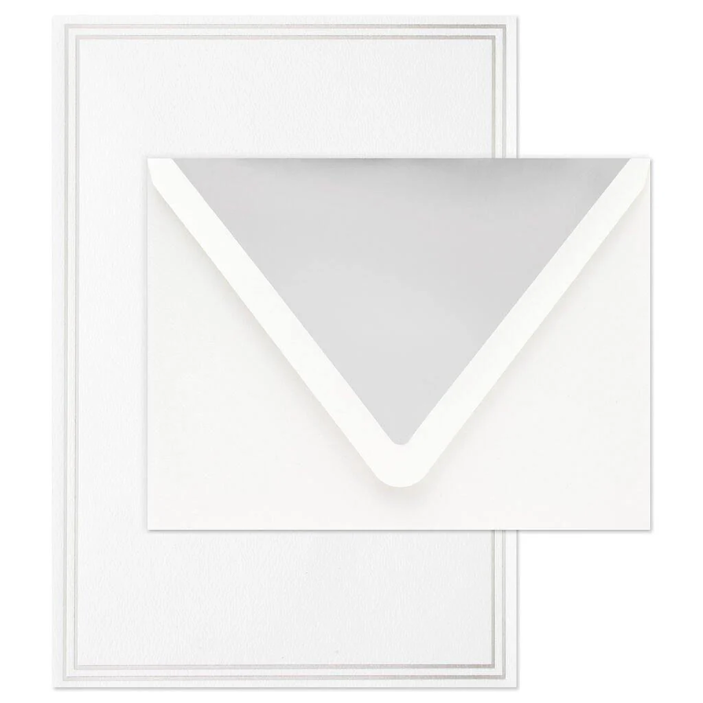 Hallmark : Double Silver Border Stationery Set, Box of 20 - Image 3