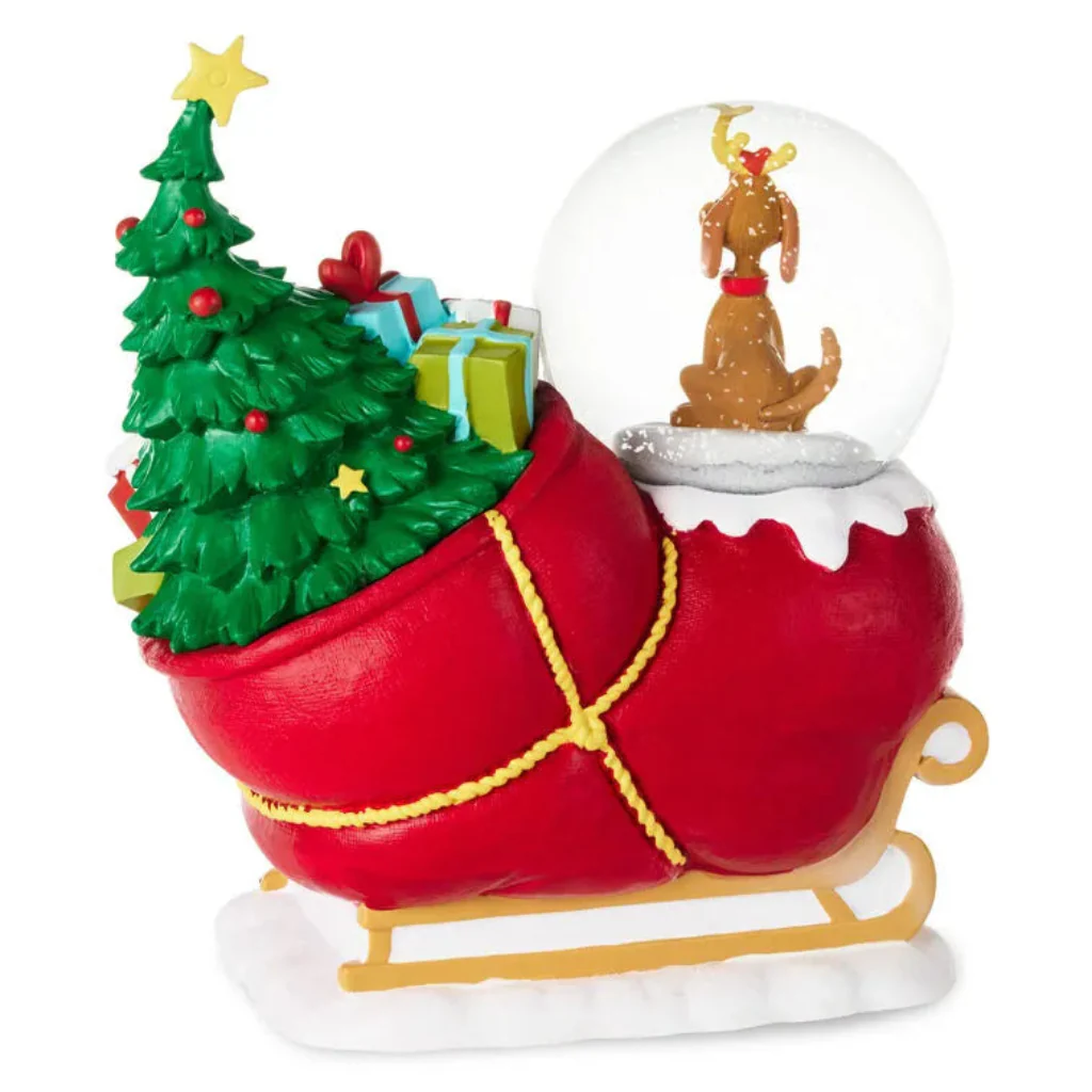 Hallmark : Dr. Seuss's How the Grinch Stole Christmas!™ Grinch, Max and Sleigh Snow Globe Figurine With Music - Image 2