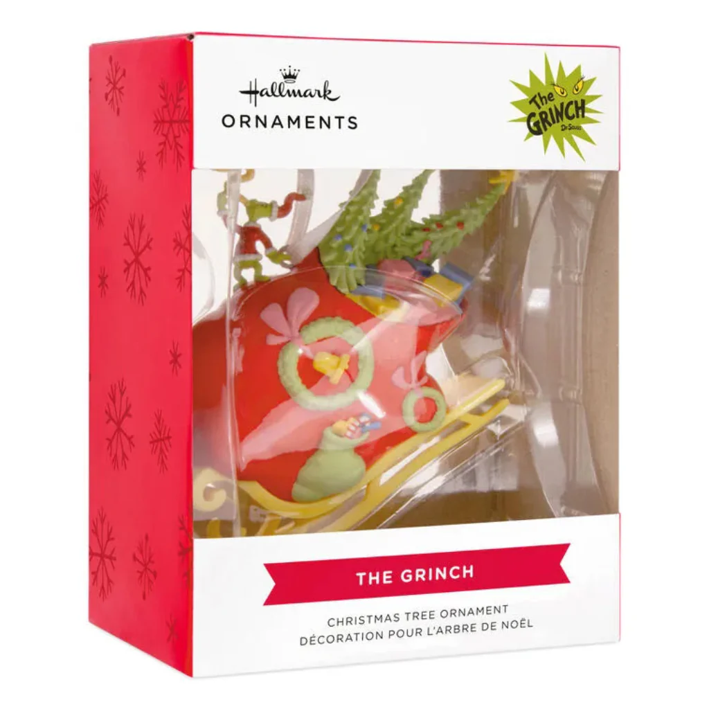 Hallmark :   Dr. Seuss's How the Grinch Stole Christmas!™ Grinch on Sleigh Ornament - Image 4