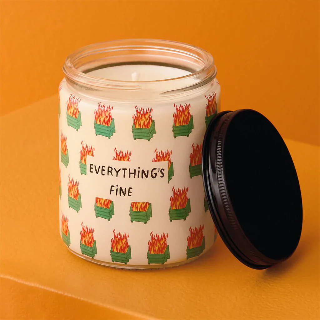 Hallmark : Dumpster Fire Everything's Fine Scented Single-Wick Jar Candle, 7 oz. - Image 3