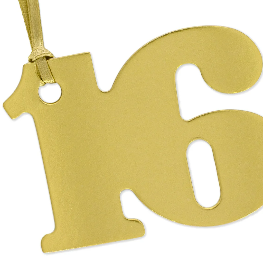 Hallmark : Gold "16" Die-Cut Gift Trim - Image 4