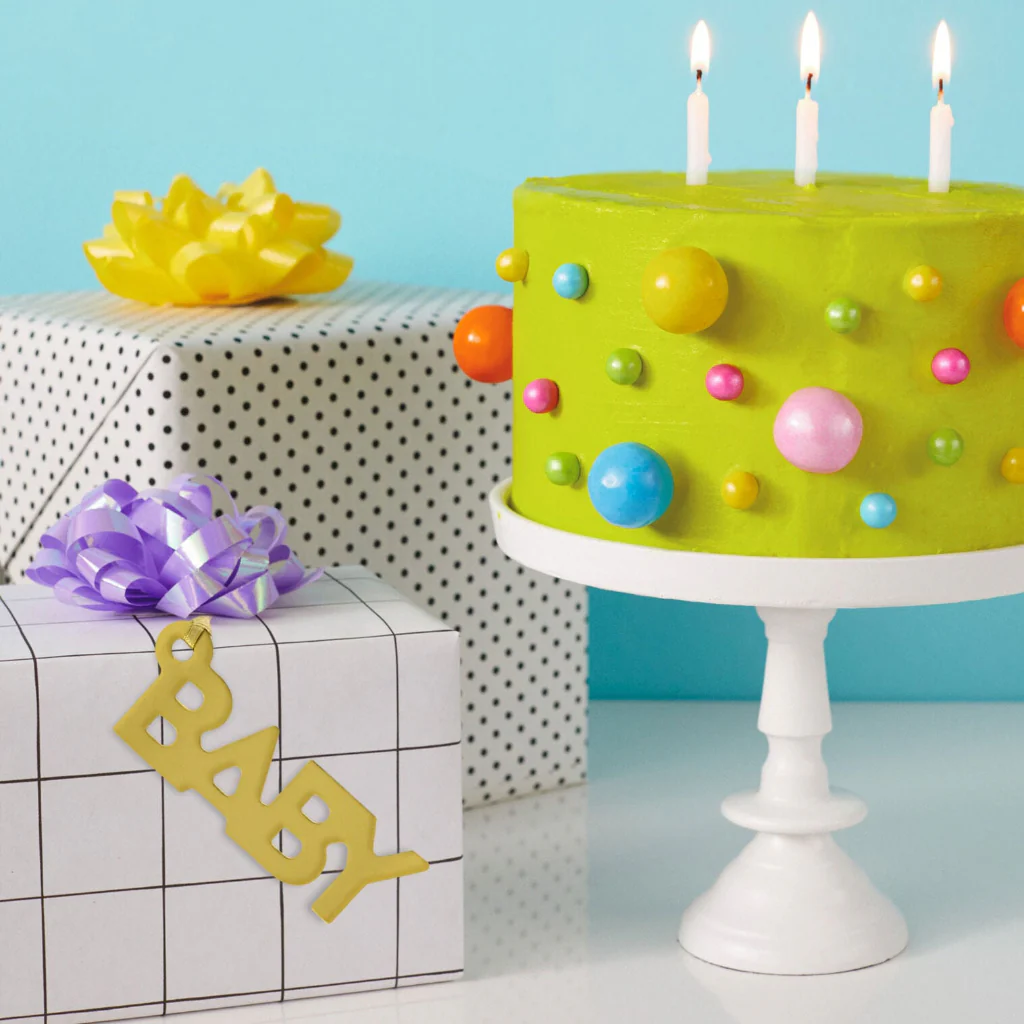 Hallmark : Gold "Baby" Die-Cut Gift Trim - Image 2