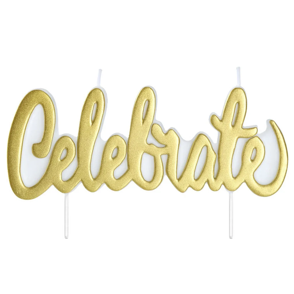 Hallmark : Gold Metallic "Celebrate" Birthday Candle