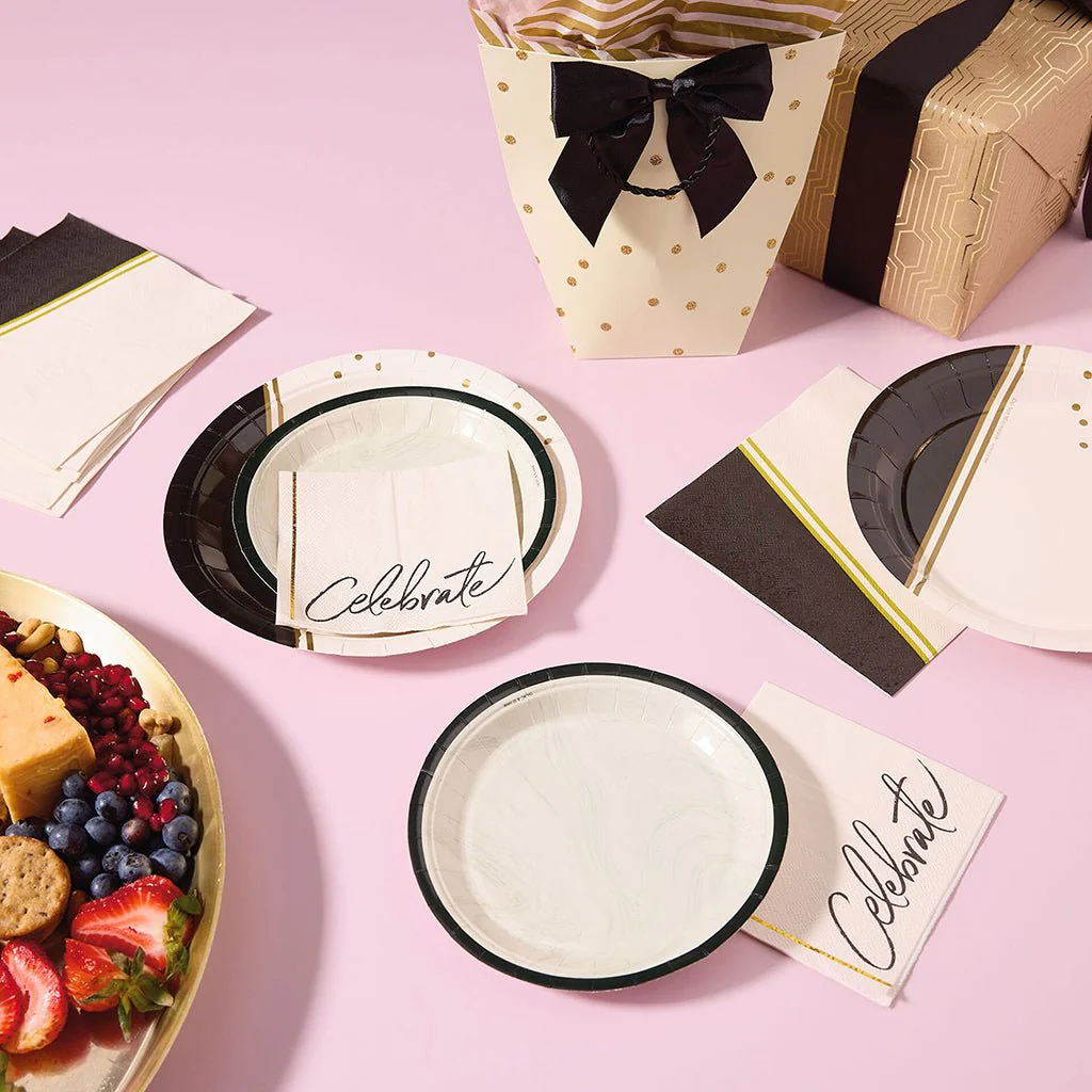 Hallmark : Ivory, Black and Gold Dinner Plates, Set of 8 - Image 2