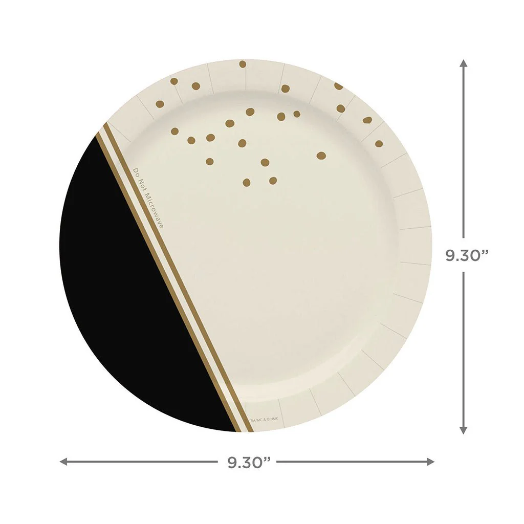 Hallmark : Ivory, Black and Gold Dinner Plates, Set of 8 - Image 3
