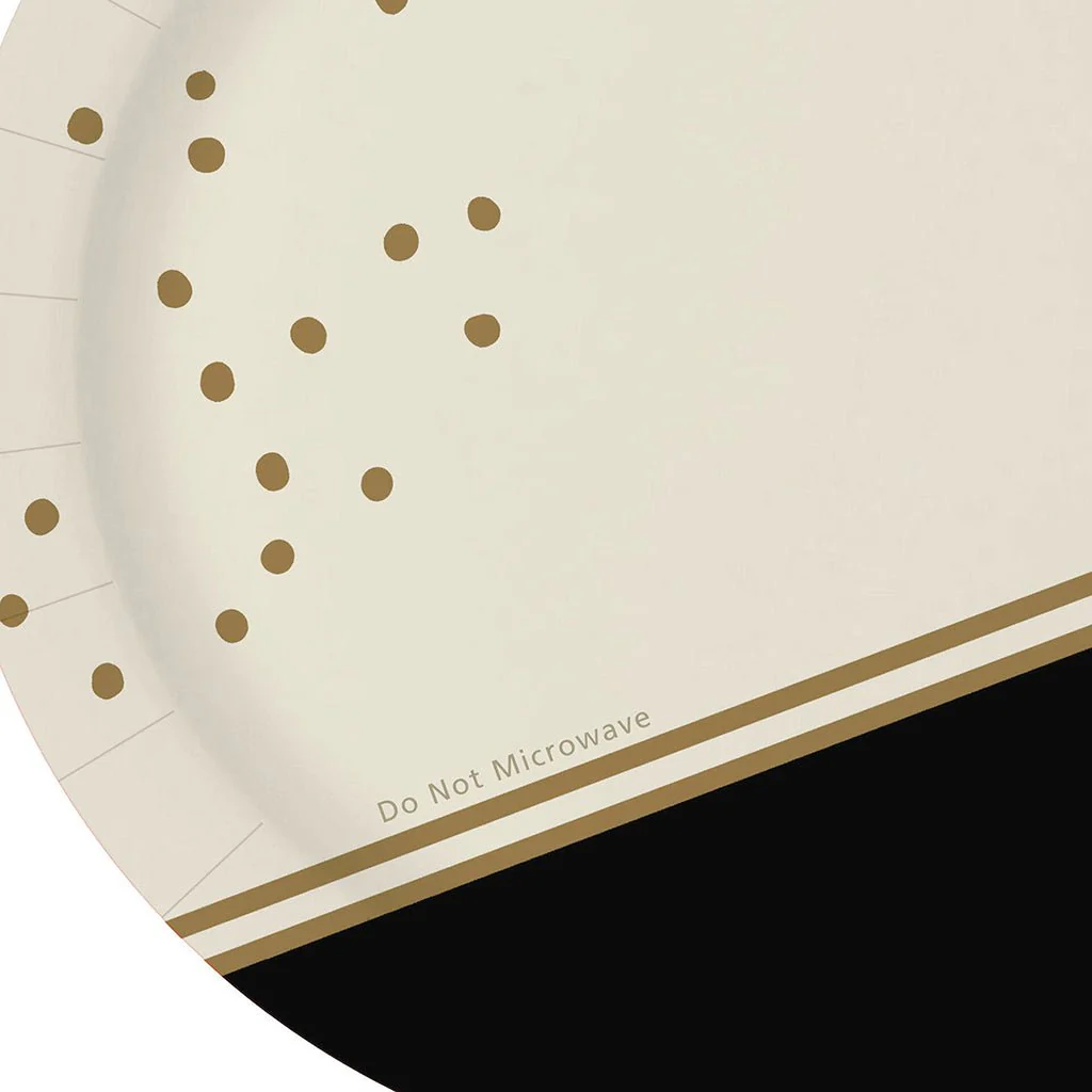Hallmark : Ivory, Black and Gold Dinner Plates, Set of 8 - Image 4