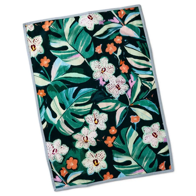 Hallmark : Green Floral and Blue Chambray Tea Towels, Set of 2 - Image 4