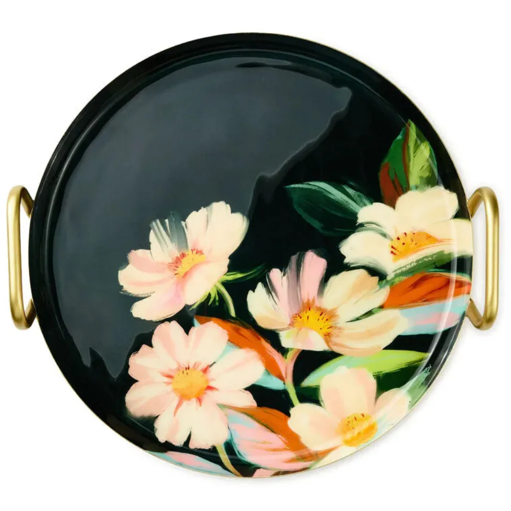 Hallmark : Green Floral Serving Tray, 13.75"