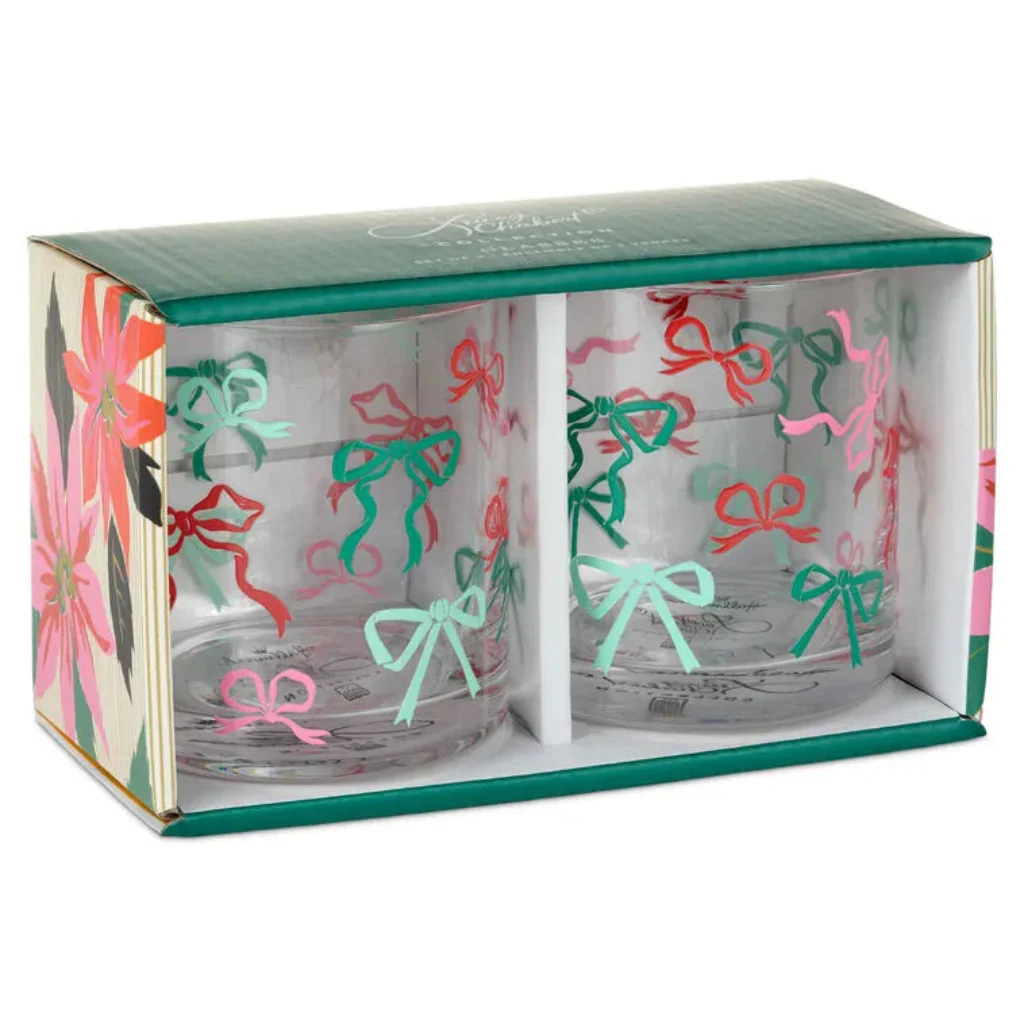 Hallmark : Lacey Chabert Collection Holiday Bow Drinking Glasses, Set of 2