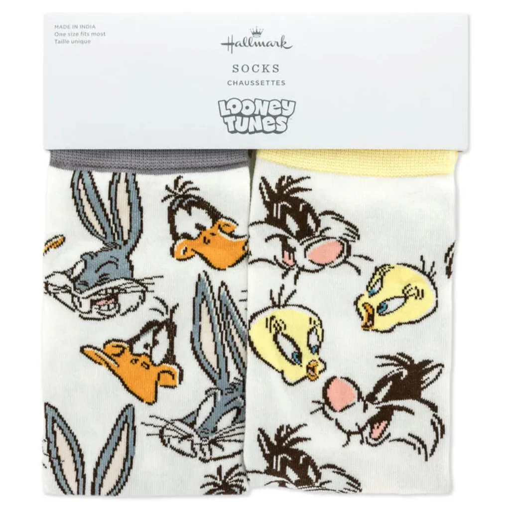 Hallmark : Looney Tunes™ Cartoon Faces Mismatched Novelty Crew Socks
