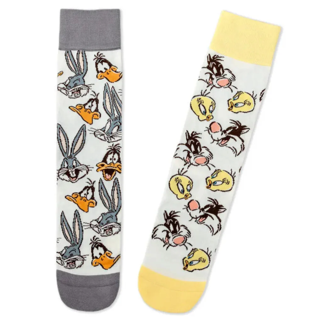 Hallmark : Looney Tunes™ Cartoon Faces Mismatched Novelty Crew Socks - Image 3