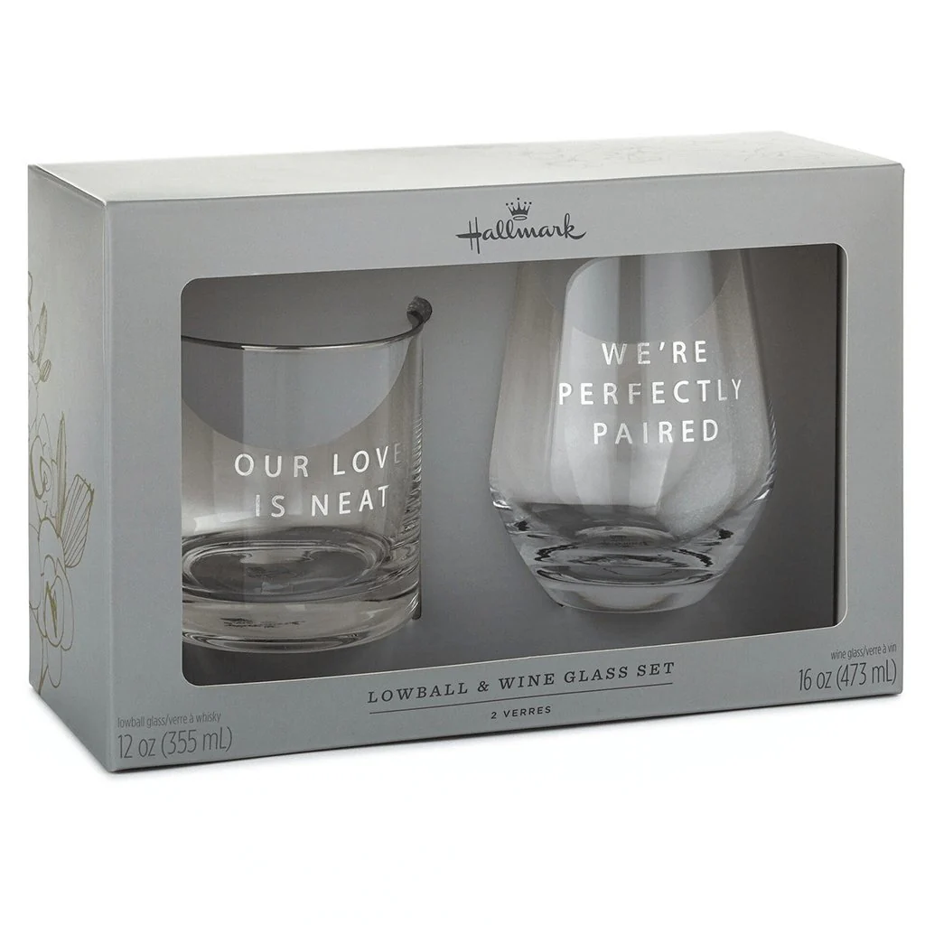 Hallmark : Lowball and Stemless Wine Glass, Set of 2 - Image 2
