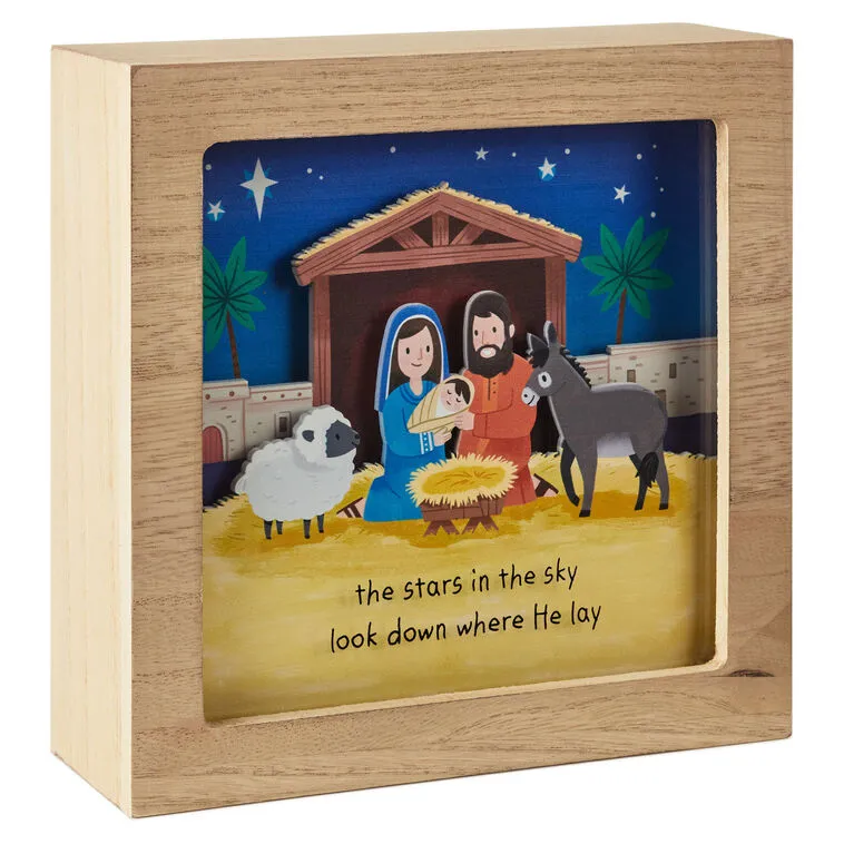 Hallmark : Manger Scene Musical Shadow Box With Light, 7x7 - Image 2