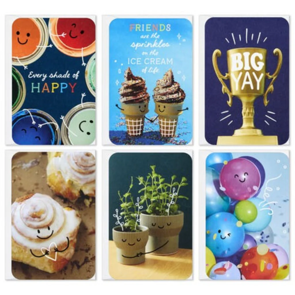 Hallmark : Mini Colorful Smiles Assorted Multi-Occasion Cards, Pack of 6