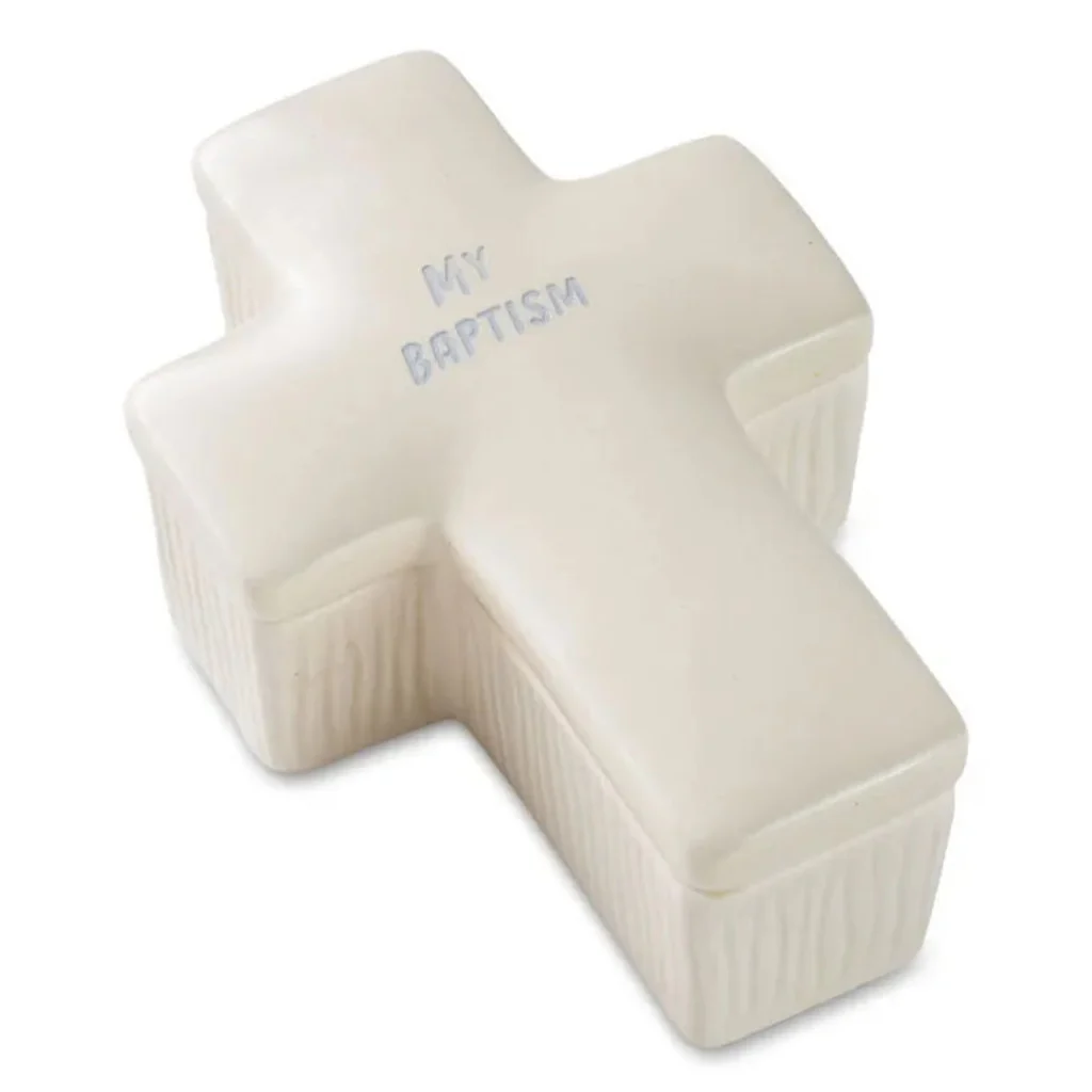 Hallmark : My Baptism Cross-Shaped Lidded Trinket Dish - Image 2
