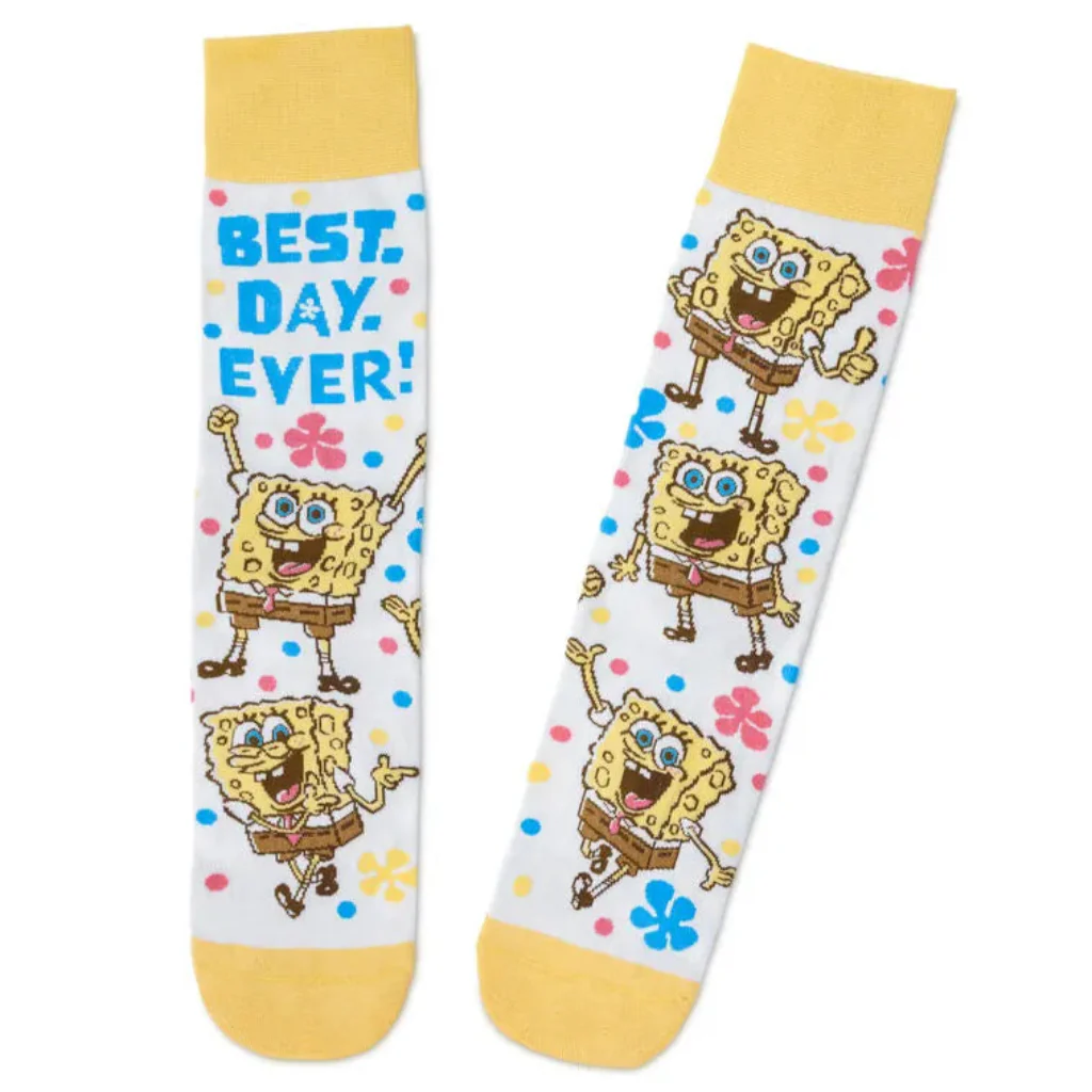Hallmark : Nickelodeon SpongeBob SquarePants Best Day Ever Novelty Crew Socks - Image 3