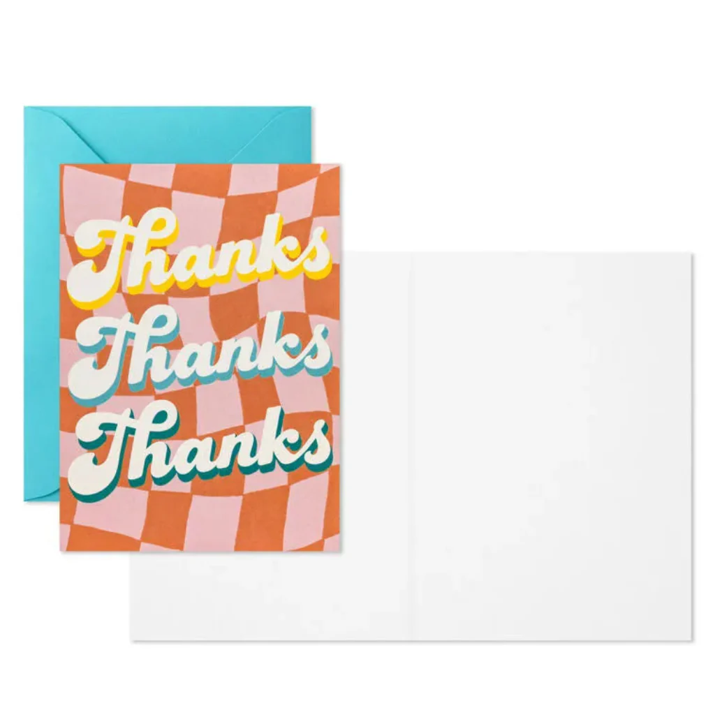 Hallmark : Orange Retro Checkerboard Thank You Note Card Pack - Image 2