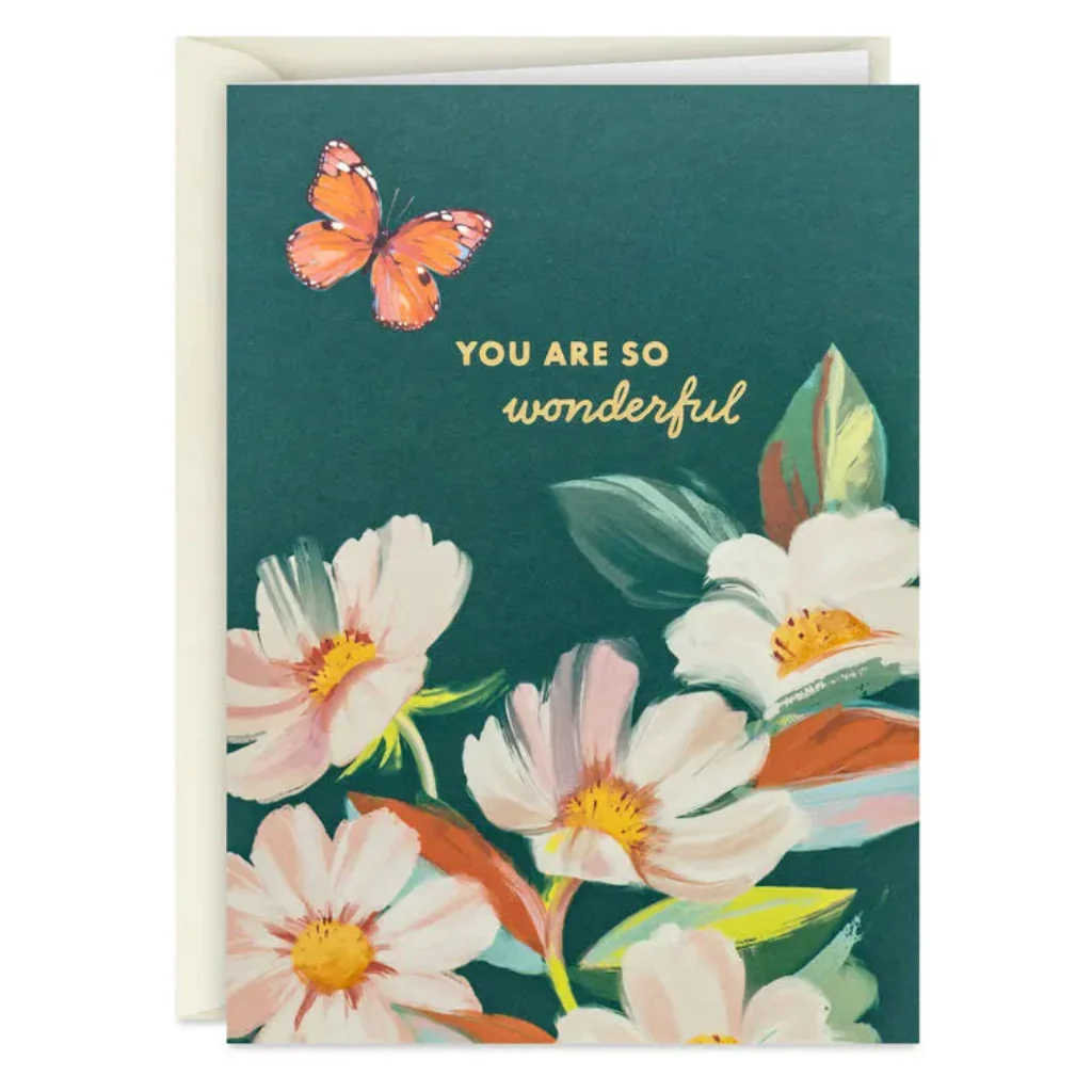 Hallmark : Painted Flowers on Teal Blank Note Cards Pack - Image 3