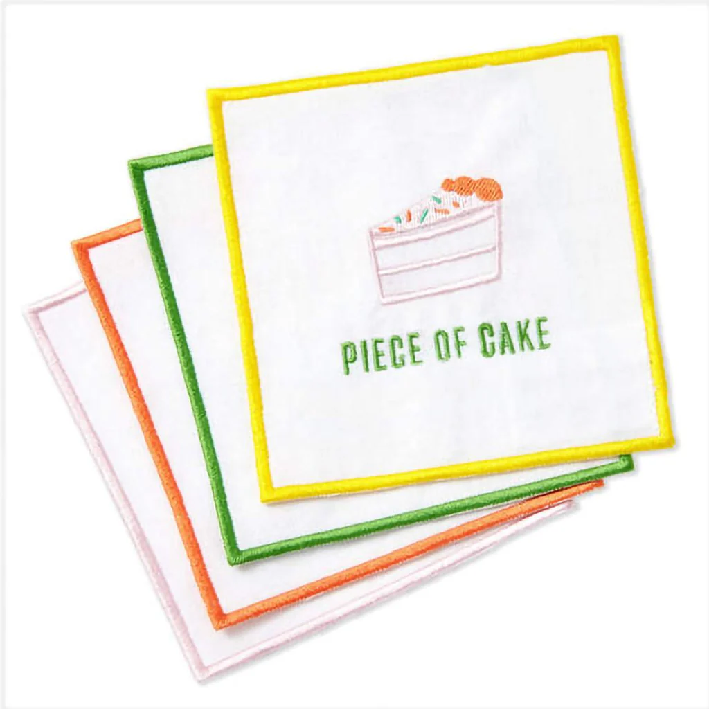 Hallmark : Piece of Cake Assorted Fabric Beverage Napkins, Set of 4