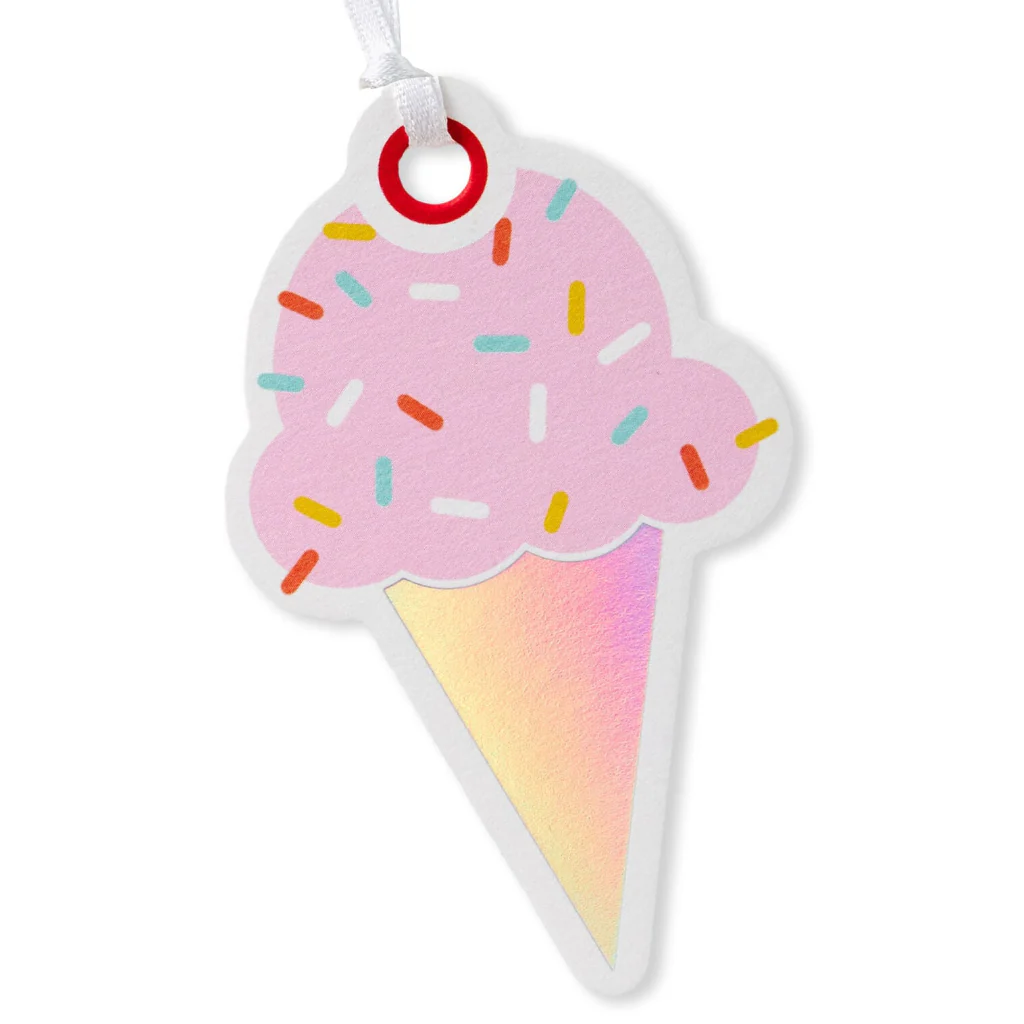 Hallmark : Pink Ice Cream Cone Die Cut Gift Tag - Image 2