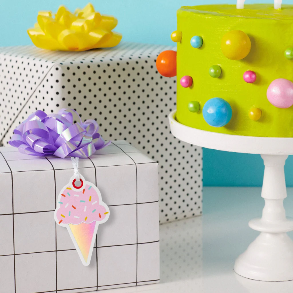 Hallmark : Pink Ice Cream Cone Die Cut Gift Tag - Image 4