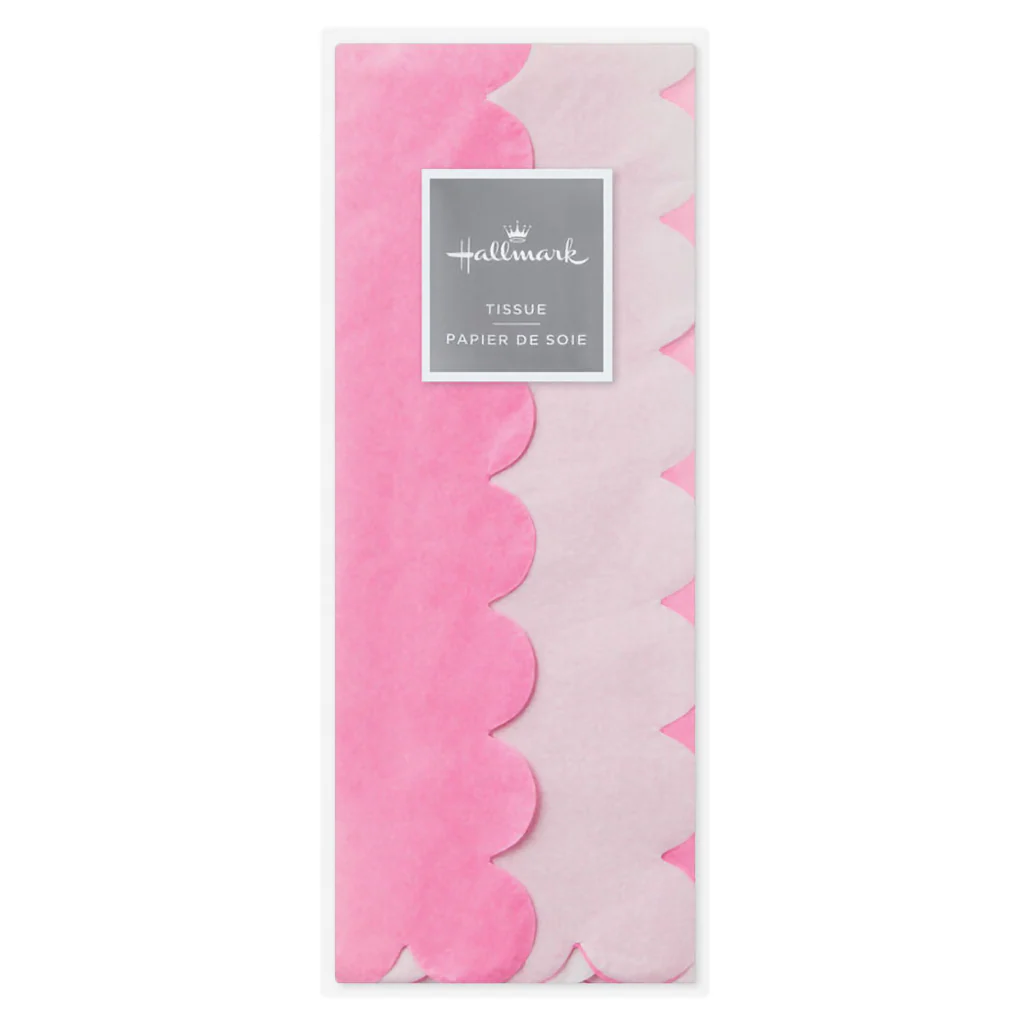Hallmark : Scalloped Solid Pink and White 2-Pack Tissue Paper, 4 sheets - Image 6