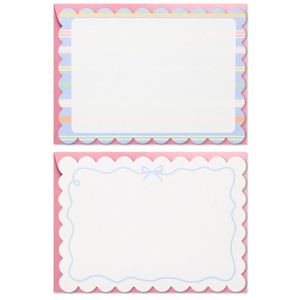 Hallmark : Scallops and Stripes Flat Note Cards in Caddy, Box of 40 - Image 3