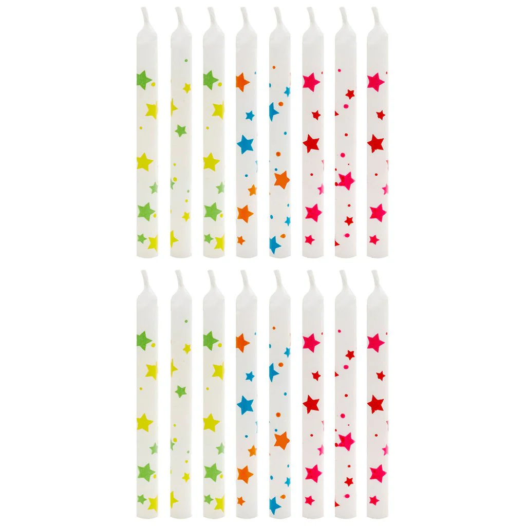 Hallmark : Scattered Stars White Birthday Candles, Set of 16