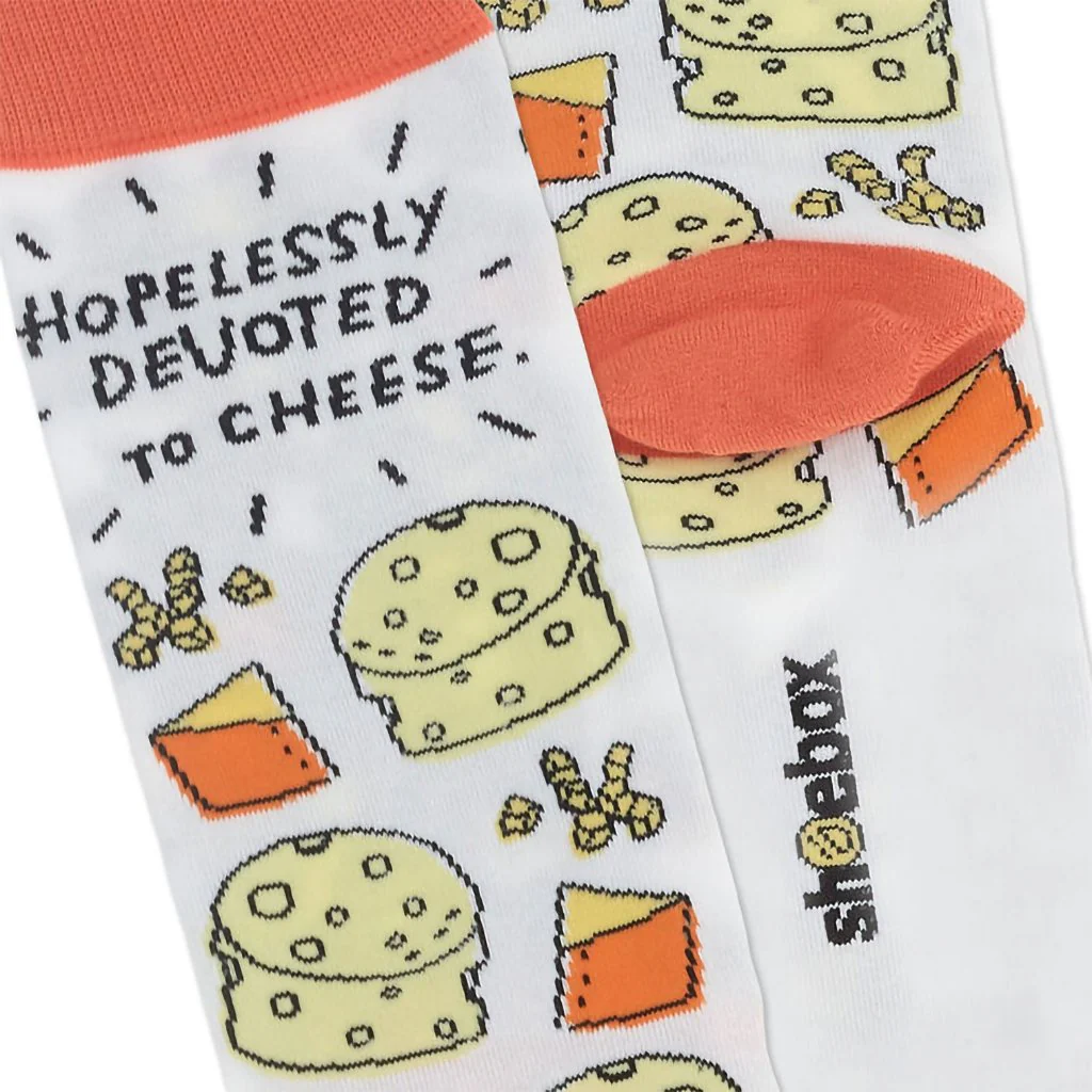 Hallmark : Shoebox Devoted to Cheese Funny Crew Socks - Image 3